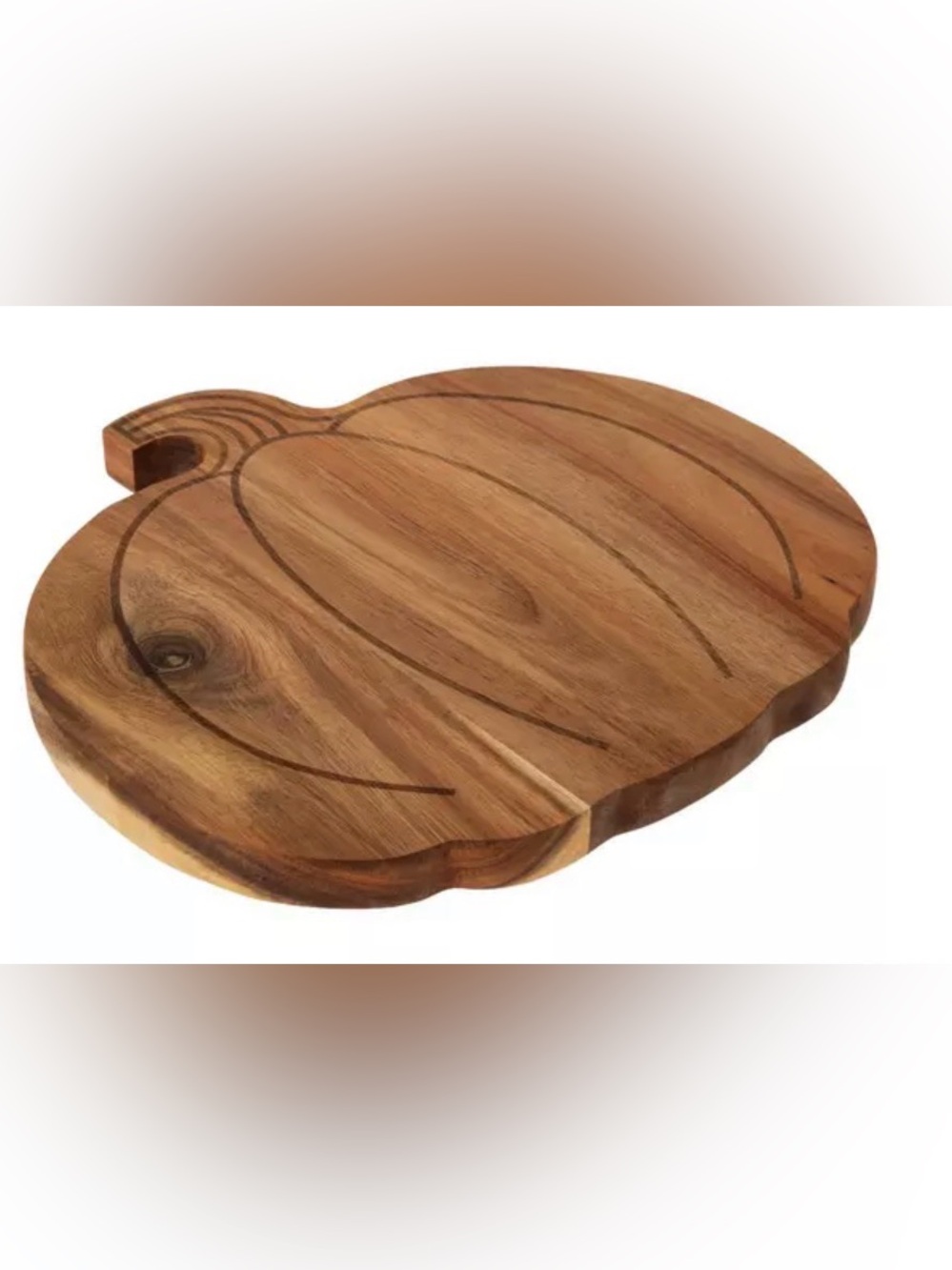 Wood Pumpkin-Shaped Serving Board - Natural Brown